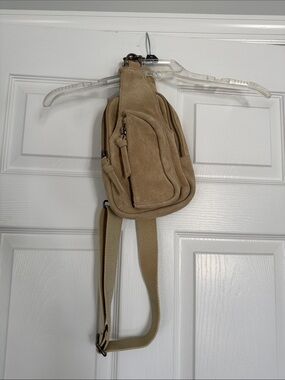 Free People Suede Sling Crossbody Bag in Tan